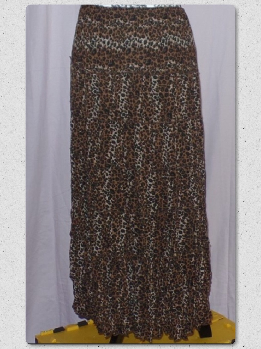 Leopard Print Maxi Skirt - Brown